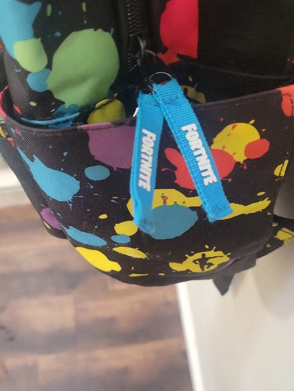 Fortnite Kids Black Backpack with Colorful Paint Splatter